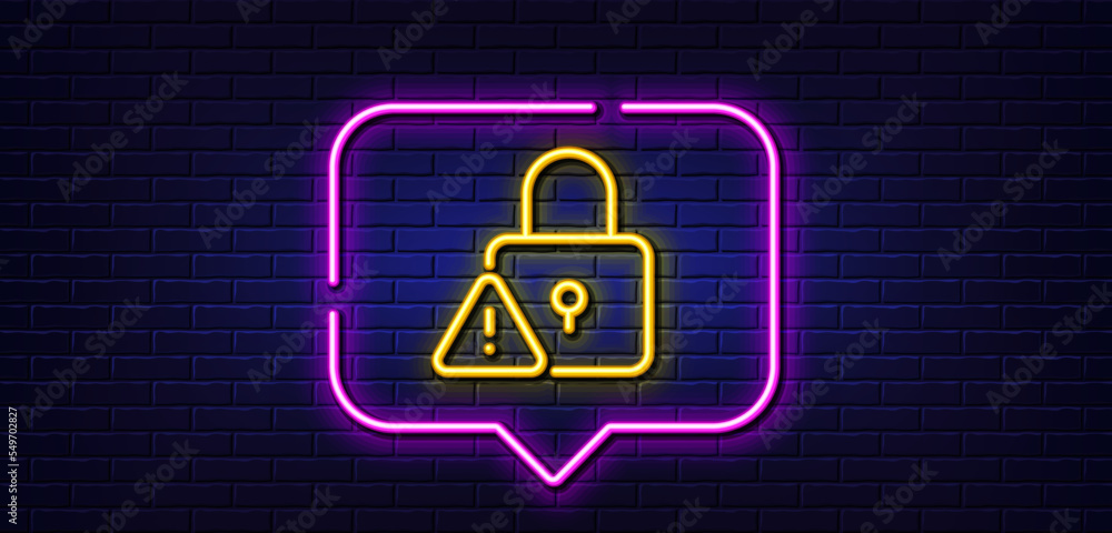 Aufkleber neon light speech bubble. lock line icon. padlock warning sign. security access symbol. neon light b