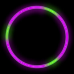 3d rendering, circle shape, abstract background, neon circle shape, pink green,
