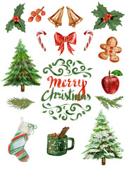 Set of christmas elements