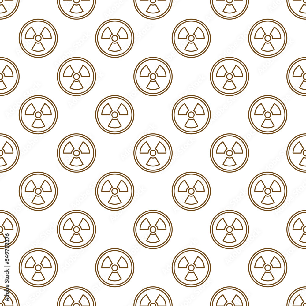 Poster nuclear concept vector seamless pattern with round radiation line sign