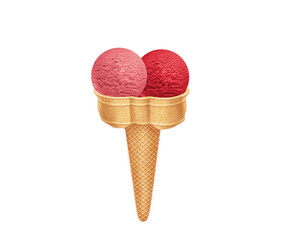glace, cône, dessert, crème glacée, une boule, , cornet, été, aliment, froid, blanc, gaufres, deux boules, rafraîchissement, sucre, délicieux
