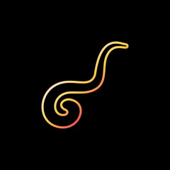 Pinworm vector concept yellow linear icon or sign