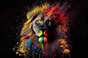 lion in paint splatter // got total: 20 - obrazy, fototapety, plakaty