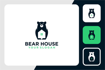bear logo design with house