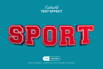 Sport text effect red style. Editable text effect.