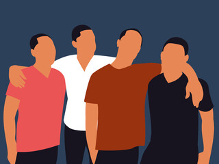 Fototapeta premium Friends. Group of men friends flat design illustration. Group of white people. 