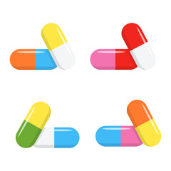 Pill flat icon isolated on white background.