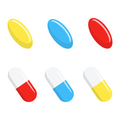 Pill flat icon isolated on white background.