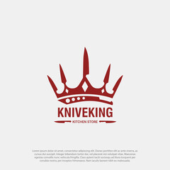 Food Logo Concept. sharp Knife in the Crown shape, for knives or knife shop or or store kitchen shop utilities restaurant