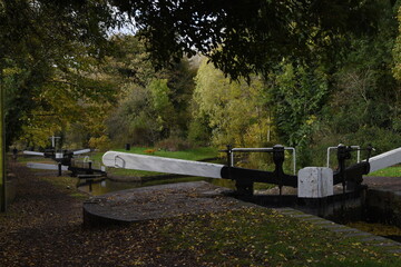 the canal locks close to the stewponey wharf on the stourbridge canal