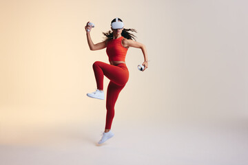 Fototapeta na wymiar Workout moves in virtual reality