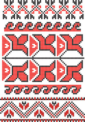 Traditional ornament of Ukrainian scheme for cross-stitching vyshyvanka pixel vector 