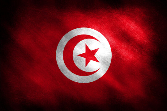 The flag of Tunisia on a retro background