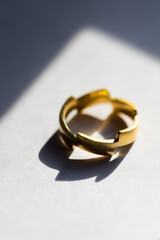 Handmade yellow brass ring in a shape of crown 