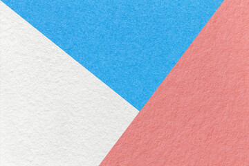 Texture of craft white, blue and pink shade color paper background, macro. Vintage abstract cerulean cardboard