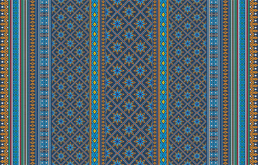 Gypsy pattern tribal ethnic motifs geometric vector background. Doodle gypsy geometric shapes sprites tribal motifs clothing fabric textile print traditional design with triangles