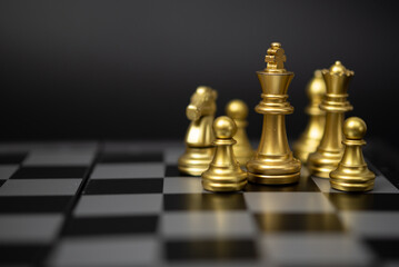 Chess board game and knight ,chess on board business management strategy and analysis with marketing plan concept.