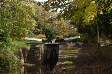 the canal locks close to the stewponey wharf on the stourbridge canal