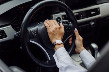Naklejka premium beautiful girl in the car