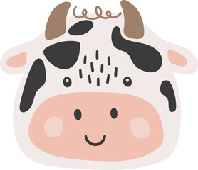 Farm animal isolted vector, Cute Animal cow, Farm Clipart, Portrait animal vector, Baby animal element