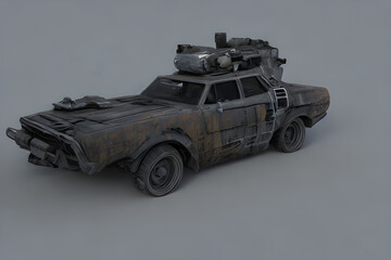 Digital Illustration Grunge Apocalyptic Car 