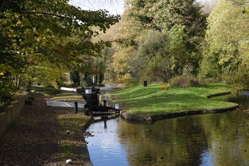 the canal locks close to the stewponey wharf on the stourbridge canal