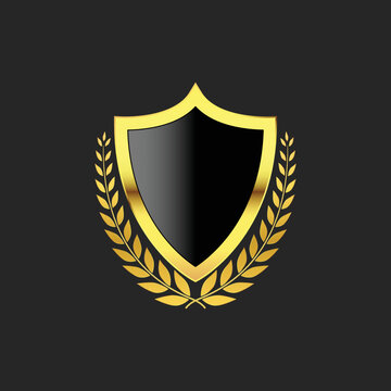 Golden shield luxury armor badge crest background