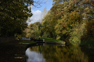 Naklejka premium the canal locks close to the stewponey wharf on the stourbridge canal