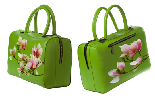 Handmade bright women's bag with floral prints