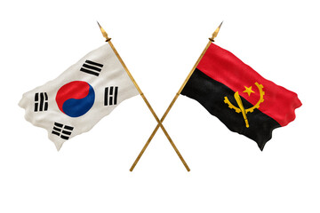 Background for designers. National Day. 3D model National flags South Korea and Angola