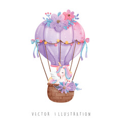 Watercolor unicorn, magical unicorn vector illustration © ChonnieArtwork 