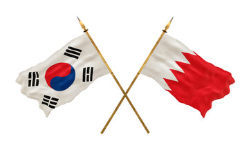 Background for designers. National Day. 3D model National flags South Korea and Bahrain