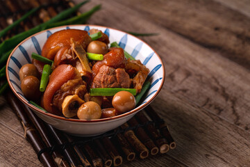 Taiwanese traditional food pork knuckle in a bowl - obrazy, fototapety, plakaty