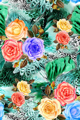 Digital Flower Pattern - Textile Pattern Design , Watercolor Background, Watercolor illustration. Textile Digital Pattern, Digital Design