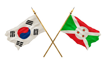 Background for designers. National Day. 3D model National flags South Korea and Burundi