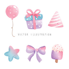 watercolor birthday element, vector illustration