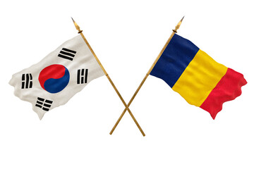 Background for designers. National Day. 3D model National flags South Korea and Chad
