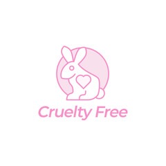 Cruelty free concept logo design with rabbit symbol. Not tested on animals icon. Vector illustration.