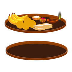 Pooja Thali With Sweets and Diya