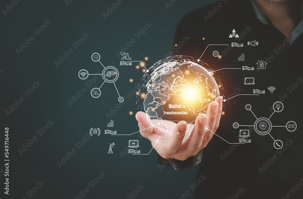 Poster digital future strategy technologies, digital transformation and business processes and information,