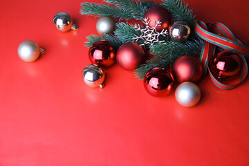 Christmas event party red gold ornament background wreath