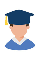 The avatar of the graduate. Student icon. Vector illustration in a flat style, isolated on a white background.