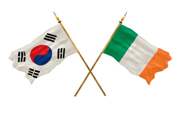 Background for designers. National Day. 3D model National flags South Korea and Ireland