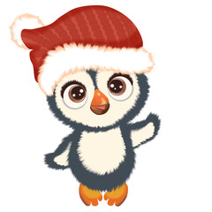 Cute penguin with santa hat