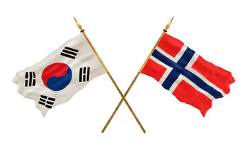 Background for designers. National Day. 3D model National flags South Korea and Svalbard