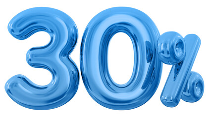 30 percent blue balloon offer in 3d