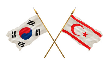 Background for designers. National Day. 3D model National flags South Korea and Turkish Republic of Northern Cyprus