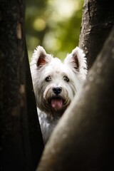 Cute west highland white terrier dog portrait 