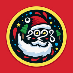 Santa Claus Funny Style Design Symbol Illustration for T Shirt Sticker