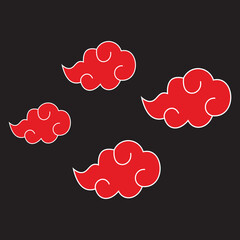 Abstract red cloud pattern isolated on black background. Great for fashion prints.